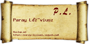 Paray Líviusz névjegykártya
